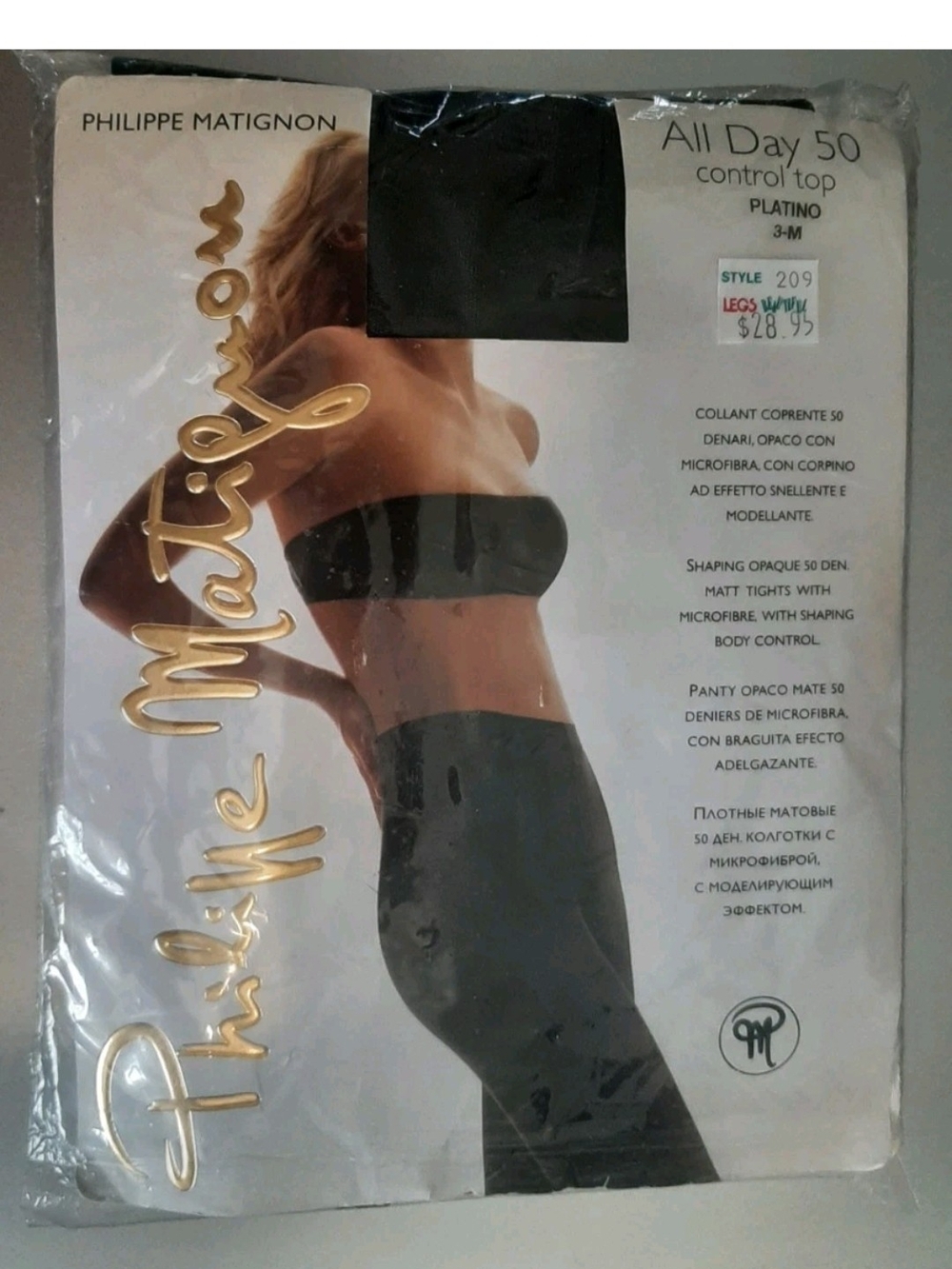 Philippe Matignon All Day 50 Control Top Shaping Opaque Matt Tights platinum 3-M